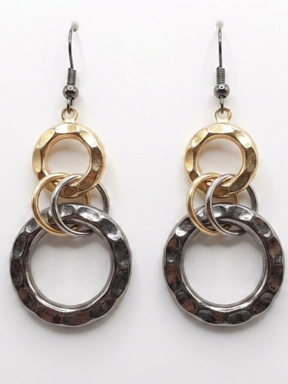 Two-Tone Metallic Ring Drop Earrings